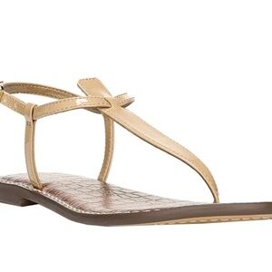 EUC Sam Edelman Gigi Almond Patent Tan Thong Sandal Flats Size 10.5
